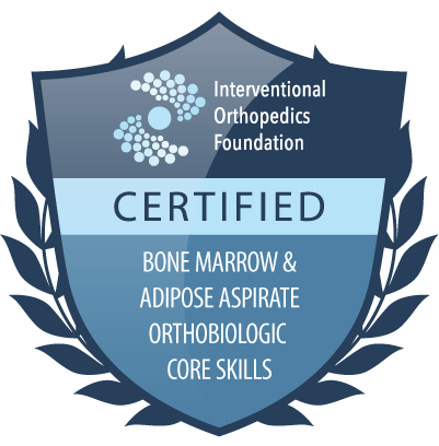 IOF certification badge: bone marrow and adipose aspirate